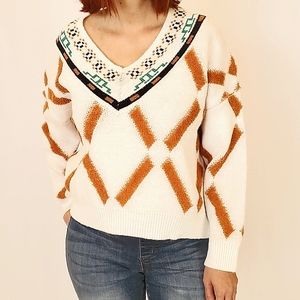 Anthropologie's Entro Pullover  V-neck Aztec Print Sweater